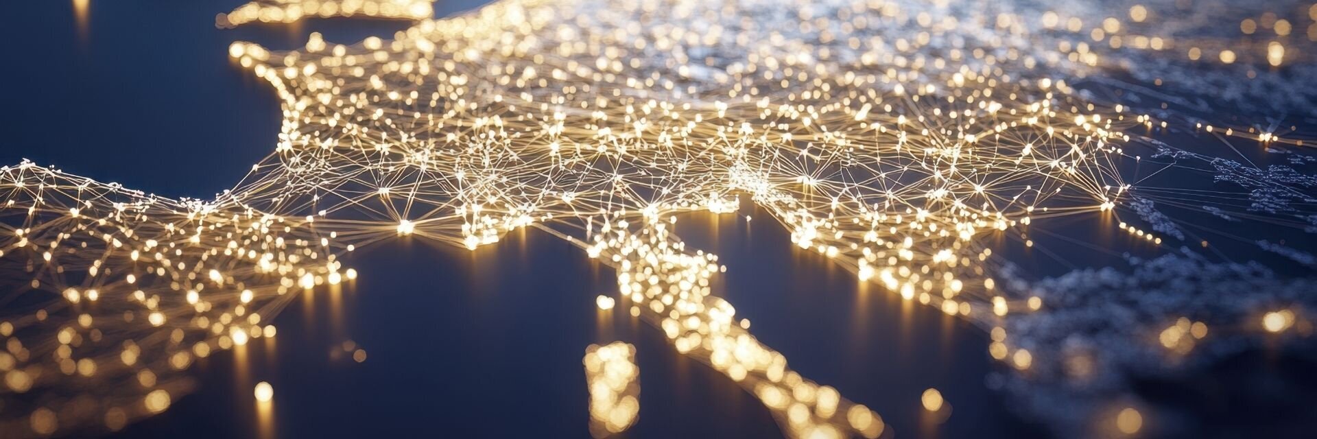 Leuchtendes Netzwerk über einer Europakarte